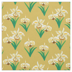 Tela Orquídeas silvestres - Orquídeas y follaje dorados