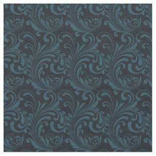 Tela Oscuro Damask Blue Swirl Patrón masculino