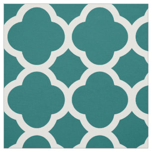 Tela Oscuro Verde azulado moderno Quatrefoil a gran esc