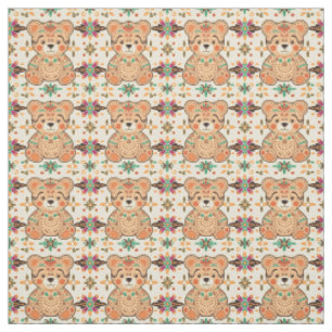 Tela Osito de Arte Popular Boho Patrón Continuo