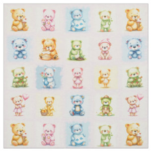 Tela Osito de peluche múltiple lindo Collage y juguetes