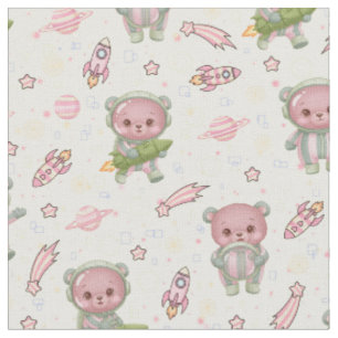 Tela Oso Astronauta Espacial Adorable Patrón Continuo