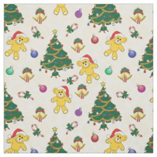 Tela Oso, campanas y árbol de los navidades