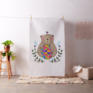 Tela oso de mamá autista floral