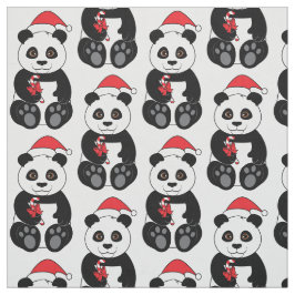 Tela Oso de panda Snacking en bambú en el navidad