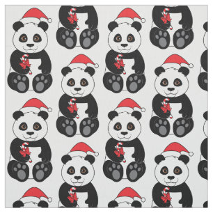 Tela Oso de panda Snacking en bambú en el navidad