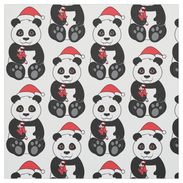 Tela Oso de panda Snacking en bambú en el navidad (Retal)