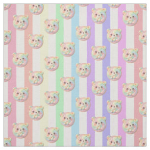 Tela Oso de peluche pastel arcoíris lindo y raya