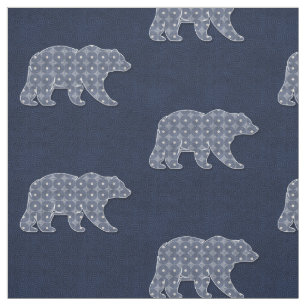 Tela Oso Estampado en Azul Marino Tema Bosque