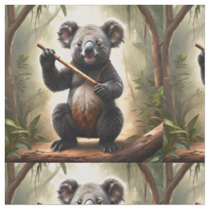 Tela Oso Koala Con Una Flauta,