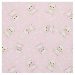 Tela Oso pastel adorable y formas geométricas sin fisur