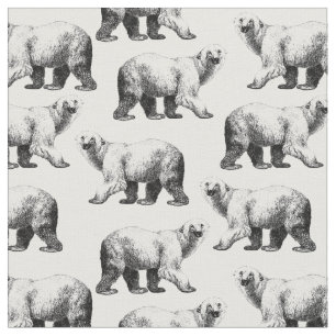 Tela Oso Polar Impreso en Blanco y Negro Simple