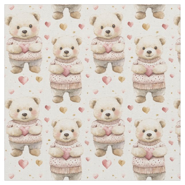 Tela Osos y corazones de peluche (De cerca)