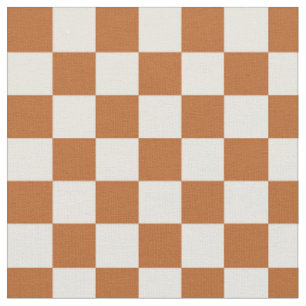 Tela Otoño Naranja Quemado Beige Cuadros
