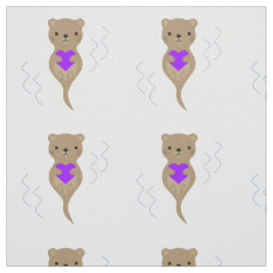 Tela Otter lindo abrazando un corazón morado