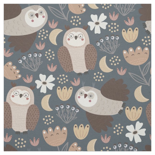 Tela Owl Love Scandinavian Folk Art Pattern (Retal)