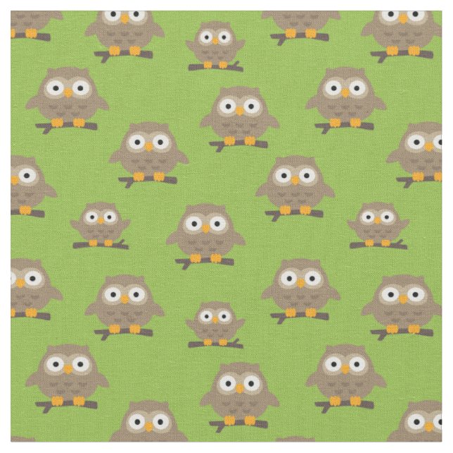 Tela Owls Fabric (De cerca)