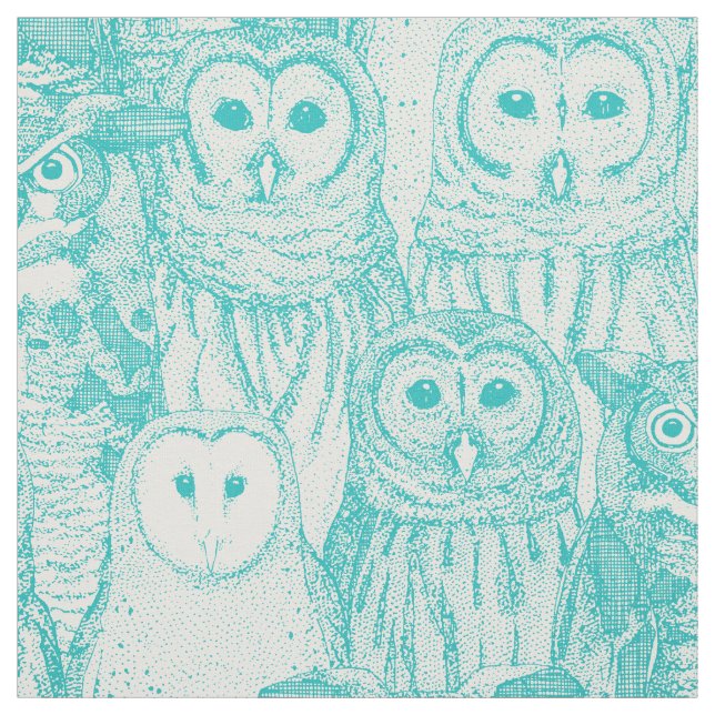 Tela owls NC aqua (Retal)