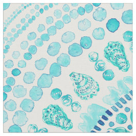 Tela OYSTER O'CLOCK Aqua Coastal Mandala