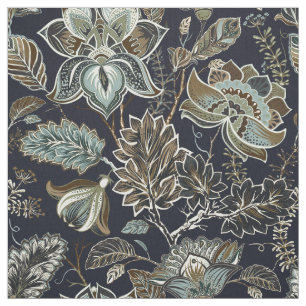 Tela Paisley antigua florece el modelo negro del fondo