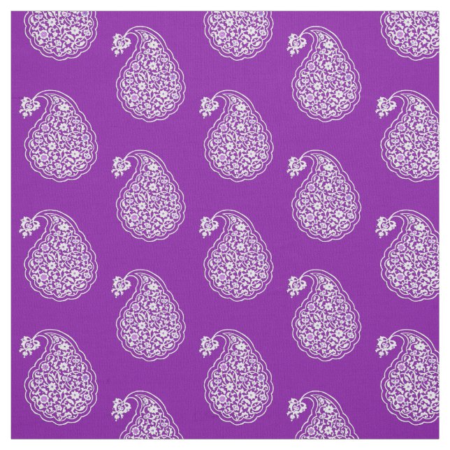 Tela Paisley de tejas persas - blanco sobre amethyst mo (Retal)