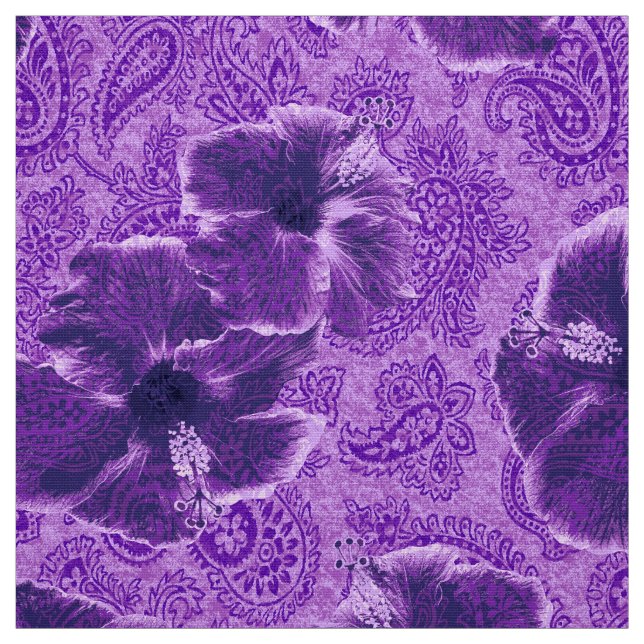 Tela Paisley Hibiscus Vintage Psicodelia Floral (Retal)