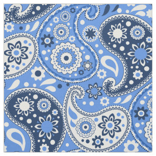 Tela Paisley occidental de la granja azul y blanca