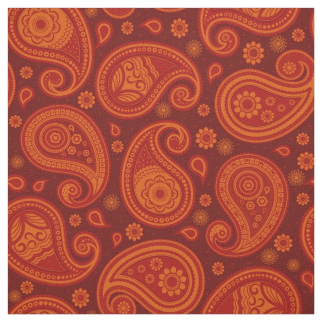 Tela Paisley patrón maroon red naranja (Retal)