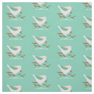 Tela Pajarito rosa sobre fondo de menta