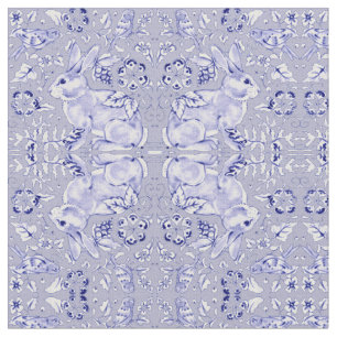 Tela Pájaro de conejo azul y blanco pastel para paneci