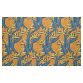 Tela Pájaro de flores del paraíso en el naranja