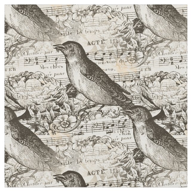 Tela pájaros de la música victoriana (De cerca)