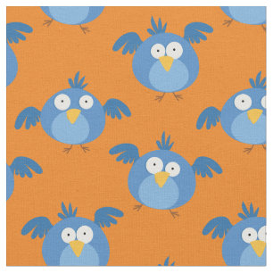 Tela Pájaros Divertidos Pájaro Azul Tonto Dibujos Anima