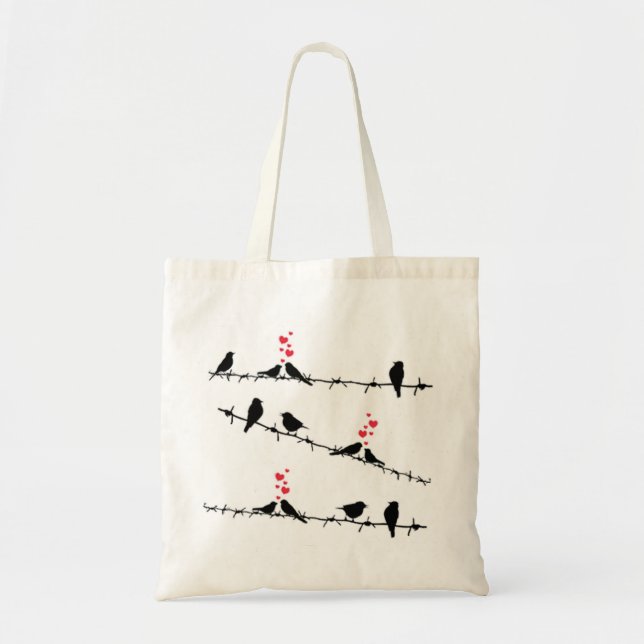 Tela Pájaros en un bolso de compras del alambre (Frente)