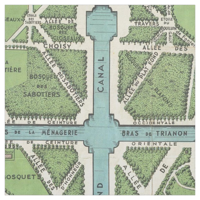 Tela Palacio del vintage del mapa de Versalles (Retal)