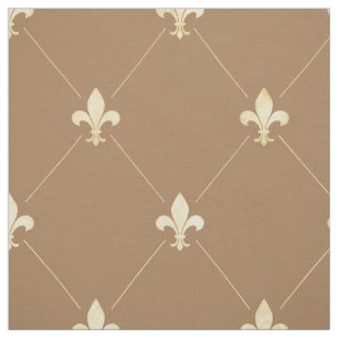 Tela Pale Gold Fleur-de-Lis (gran escala) Brown