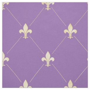 Tela Pale Gold Fleur-de-Lis (gran escala) Púrpura