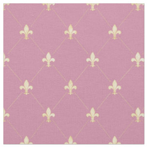 Tela Pale Gold Fleur-de-Lis (pequeña escala) Rosa