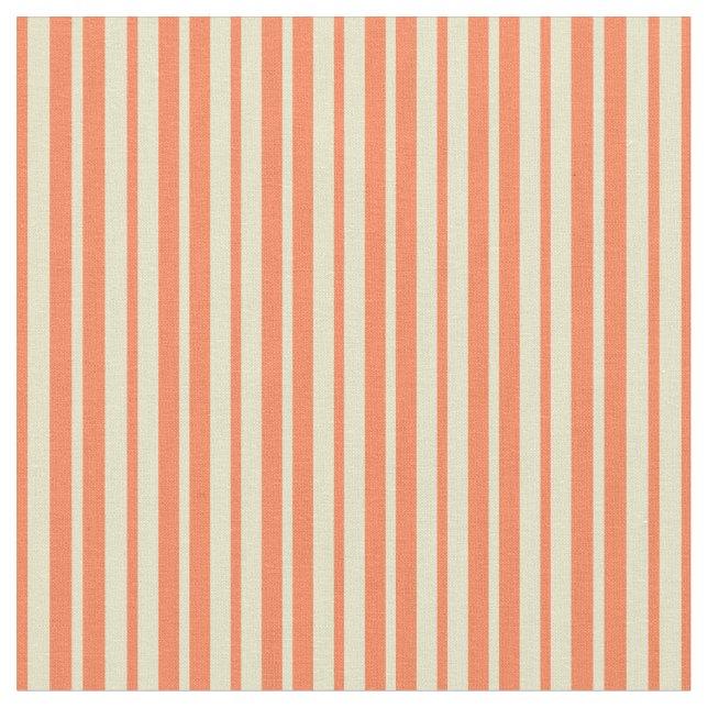 Tela Pale Goldenrod & Coral Stripes (De cerca)
