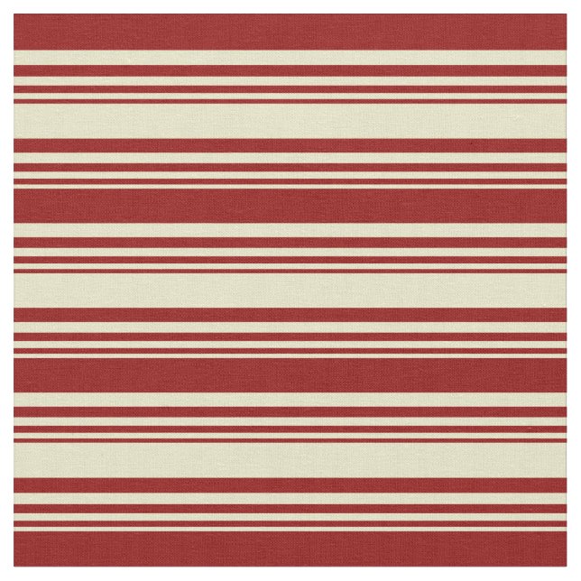 Tela Pale Goldenrod & Dark Red Coled Striped Pattern (De cerca)