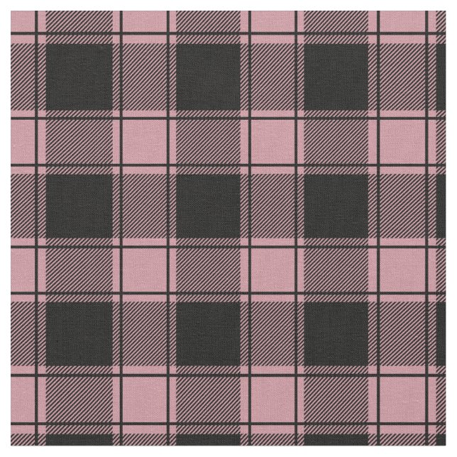 Tela Pale Pink & Black Buffalo Plaid (De cerca)