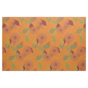 Tela Paleta floral Naranja brillante