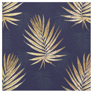 Tela Palm de oro deja arte naval-azul