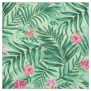 Tela Palm & Monstera Tropical y Flores Exóticas