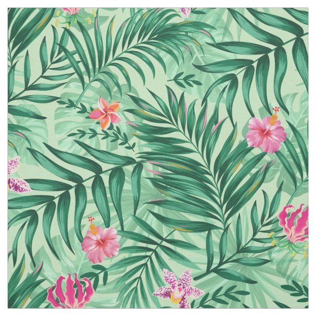 Tela Palm & Monstera Tropical y Flores Exóticas (Retal)