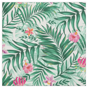 Tela Palm & Monstera Tropical y Flores Exóticas