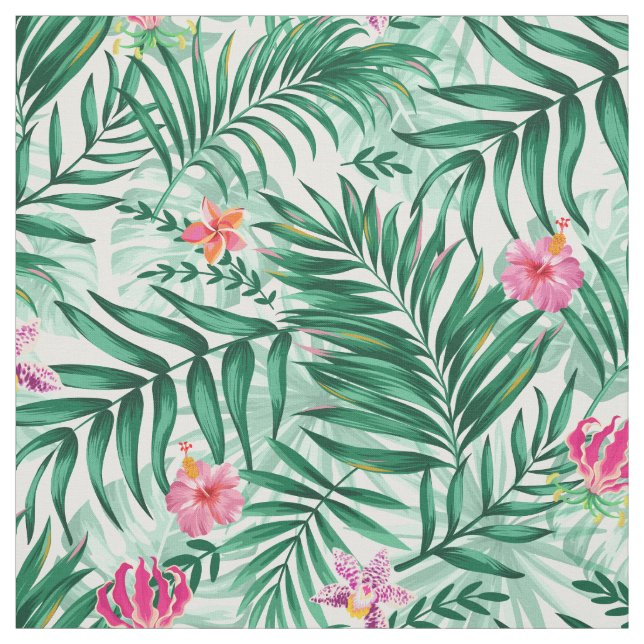 Tela Palm & Monstera Tropical y Flores Exóticas (Retal)