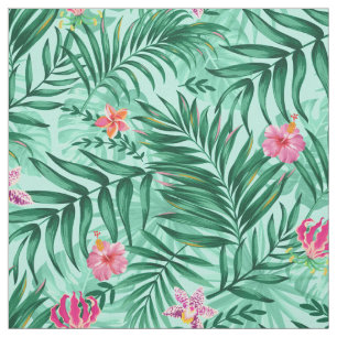 Tela Palm & Monstera Tropical y Flores Exóticas