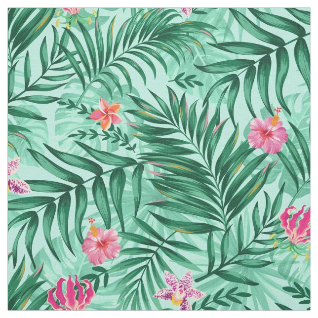 Tela Palm & Monstera Tropical y Flores Exóticas (Retal)