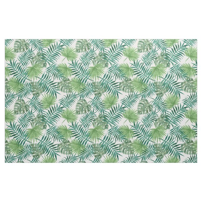 Tela Palm Tree deja patrón verde tropical ("Cuarto gordo" (fat quarter))